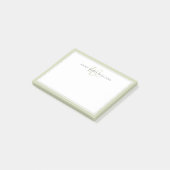 Minimalistische saliegroene script twee rand monog post-it® notes (Schuin)