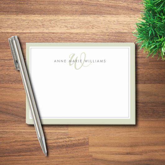Minimalistische saliegroene script twee rand monog post-it® notes