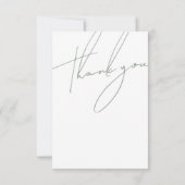 Minimalistische saliegroene script typografie trou bedankkaart (Achterkant)