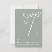 Minimalistische saliegroene script typografie trou RSVP kaartje (Voorkant)