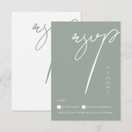 Minimalistische saliegroene script typografie trou RSVP kaartje