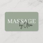 Minimalistische Saliegroene Spa-massage QR-code Visitekaartje (Voorkant)