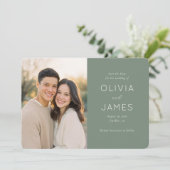 Minimalistische saliegroene trouw-kaart 'Save the Save The Date (Staand voorkant)
