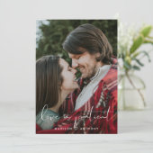 Minimalistische saliegroene trouw-uitstel foto aankondiging (Staand voorkant)