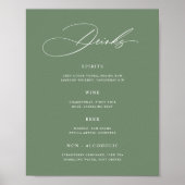 Minimalistische saliegroene trouwbarmenu poster (Voorkant)