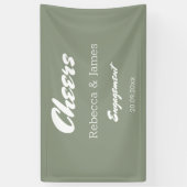 Minimalistische saliegroene trouwerijfeest Cheers  Spandoek (Verticaal)