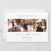 Minimalistische saliegroene trouwfoto save the dat date (Voorkant)