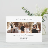 Minimalistische saliegroene trouwfoto save the dat date (Staand voorkant)