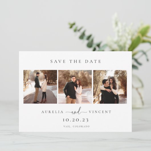 Minimalistische saliegroene trouwfoto save the dat save the date (Staand voorkant)