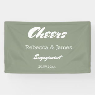 Minimalistische saliegroene verlovingsfeest Cheers Spandoek