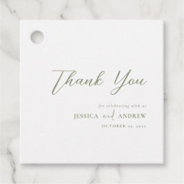 Minimalistische saliegroene & witte eenvoudige huw bedankjes labels