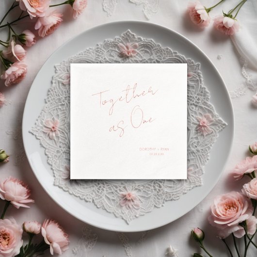Minimalistische "Samen als één" bruiloft Folie Servetten