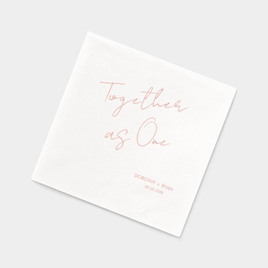 Minimalistische "Samen als één" bruiloft Folie Servetten (Links)