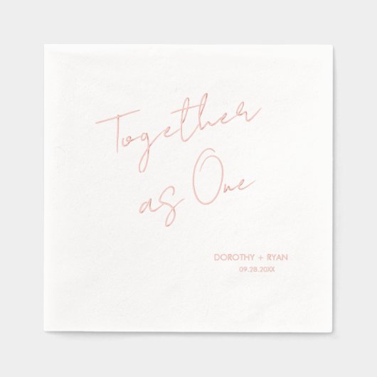 Minimalistische "Samen als één" bruiloft Folie Servetten (Voorkant)