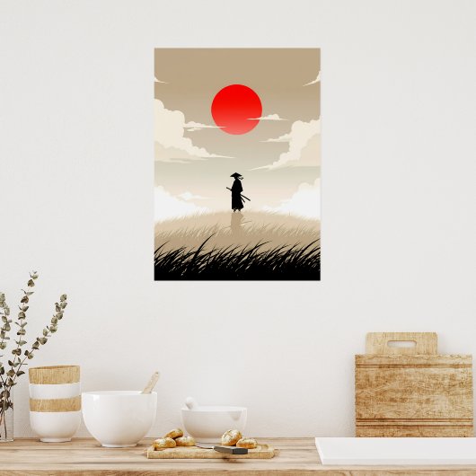 Minimalistische Samurai Poster (Keuken)