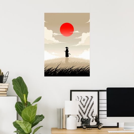 Minimalistische Samurai Poster (Thuiskantoor)