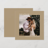 Minimalistische Sandy Tan eenvoudige bruiloft foto Bedankkaart (Voorkant / Achterkant)