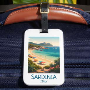 Minimalistische Sardinia Italië Vintage Reis Kunst Bagagelabel