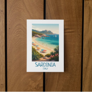 Minimalistische Sardinia Italië Vintage Reis Kunst Briefkaart