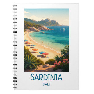 Minimalistische Sardinia Italië Vintage Reis Kunst Notitieboek