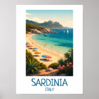 Minimalistische Sardinia Italië Vintage Reis Kunst