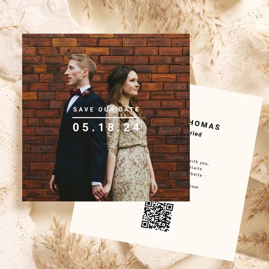 Minimalistische Save Our Date Foto Vierkant Save The Date