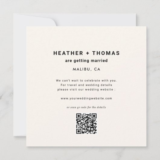 Minimalistische Save Our Date Foto Vierkant Save The Date (Achterkant)