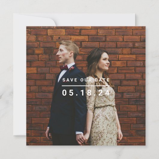 Minimalistische Save Our Date Foto Vierkant Save The Date (Voorkant)