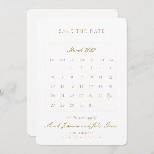 Minimalistische Save the Date Agenda (Voorkant / Achterkant)