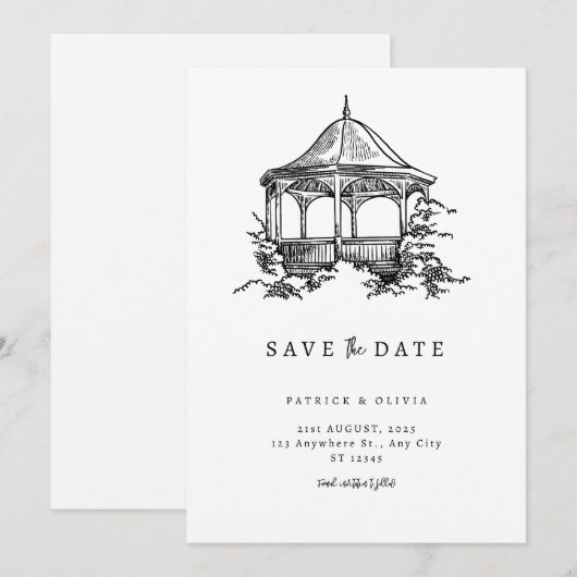 Minimalistische Save The Date Elegante Trouw (Voorkant / Achterkant)