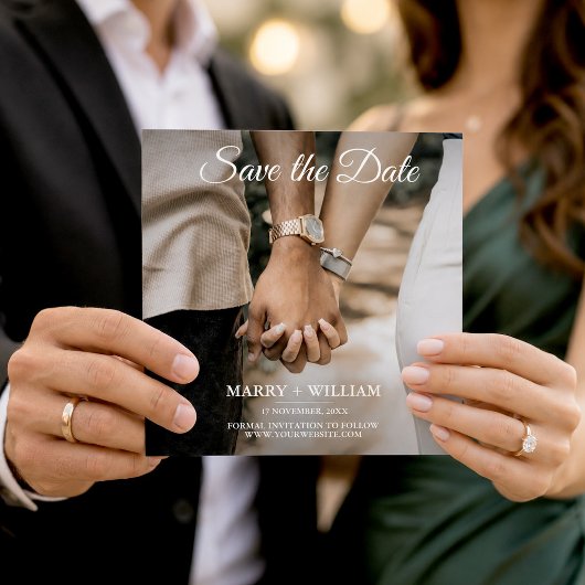 Minimalistische Save the Date Foto Bruiloft Aankondiging
