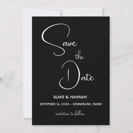 Minimalistische Save the Date handgeschreven lette Kaart (Voorkant)