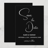 Minimalistische Save the Date handgeschreven lette Kaart (Voorkant / Achterkant)