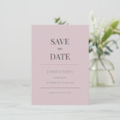 Minimalistische Save the Date Kaart Dusky Rose (Staand voorkant)