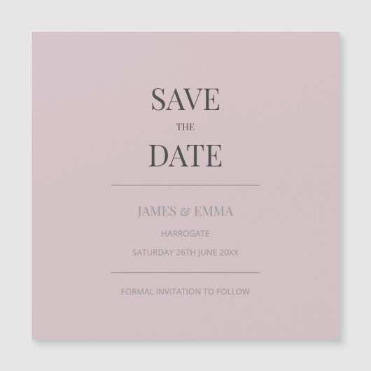 Minimalistische Save the Date Kaart Dusky Rose (Voorkant)