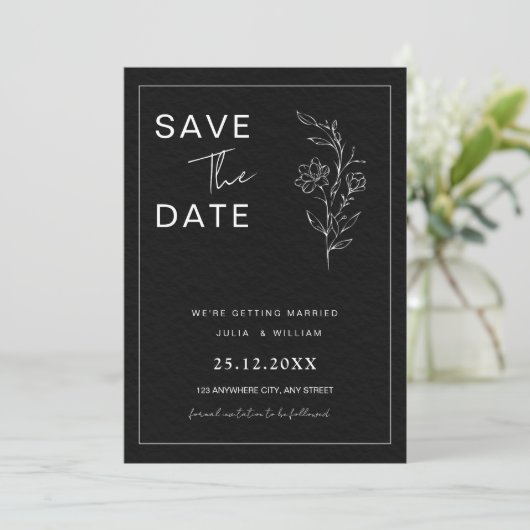 Minimalistische Save the Date Kaart, moderne bruil Kaart (Staand voorkant)