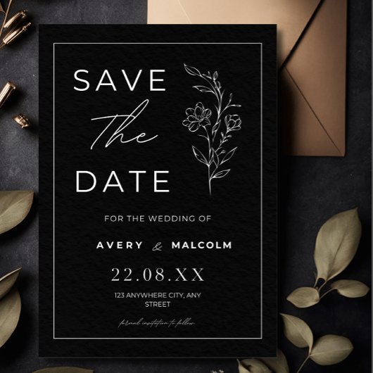 Minimalistische Save the Date Kaart, moderne bruil Kaart