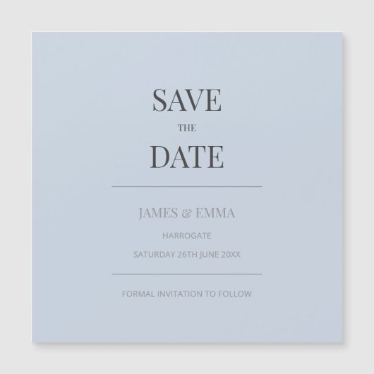 Minimalistische Save the Date kaart | Stofblauw (Voorkant)