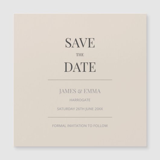 Minimalistische Save the Date kaart Zachte Latte (Voorkant)