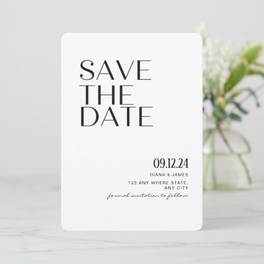 Minimalistische Save The Date Moderne Trouw Uitnod (Staand voorkant)