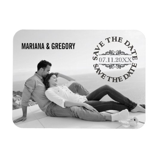 Minimalistische Save the Date moderne trouwfoto Magneet (Horizontaal)