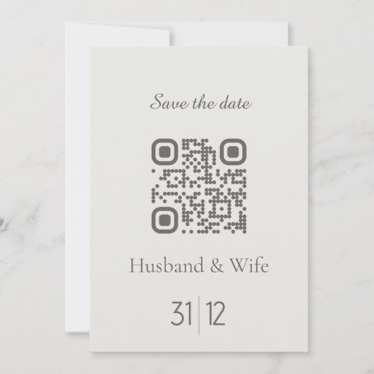 Minimalistische Save the Date QR-code trouwkaart Bedankkaart (Voorkant)