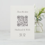 Minimalistische Save the Date QR-code trouwkaart Bedankkaart (Staand voorkant)