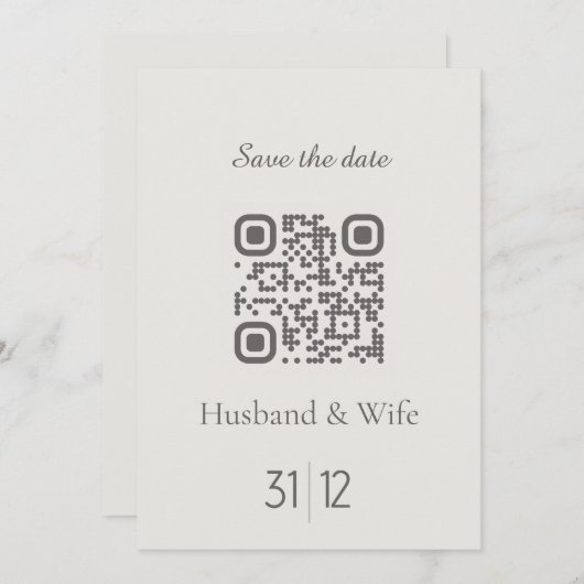 Minimalistische Save the Date QR-code trouwkaart Bedankkaart (Voorkant / Achterkant)
