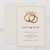 Minimalistische Save The Date Trouwring uitnodigin (Voorkant / Achterkant)