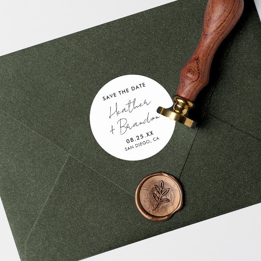 Minimalistische Save The Date Trouwstickers Ronde Sticker