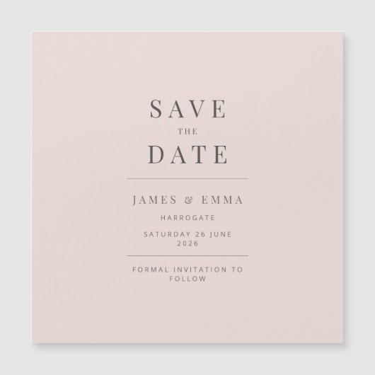 Minimalistische Save the Date Warm Roze (Voorkant)