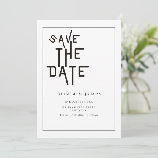 Minimalistische Save The Date Whimsical Huwelijksu (Staand voorkant)