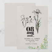 Minimalistische 'Save The Date' Wilde Bloem Bruilo Save The Date (Voorkant / Achterkant)