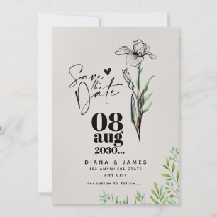 Minimalistische 'Save The Date' Wilde Bloem Bruilo Save The Date
